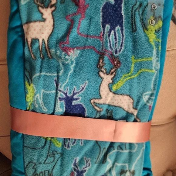 La Vie en Rose 2pc Pajama Set Cotton Shirt Long Sleeve Fleece  Pants XL - Picture 5 of 5